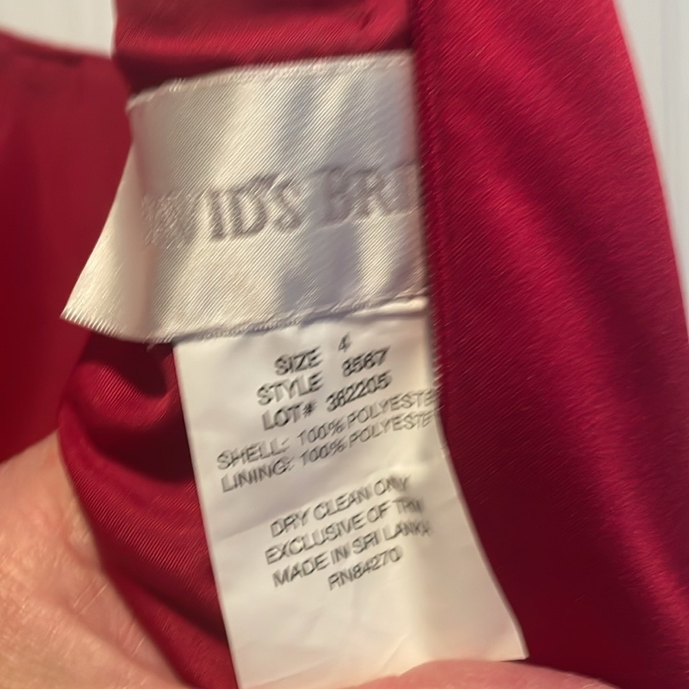 David’s Bridal Ruby Red Evening Gown, Size 4. - image 7